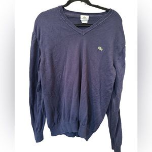 Lacoste Size 6 (L) Blue V‎  Neck Pullover Sweater Very Good